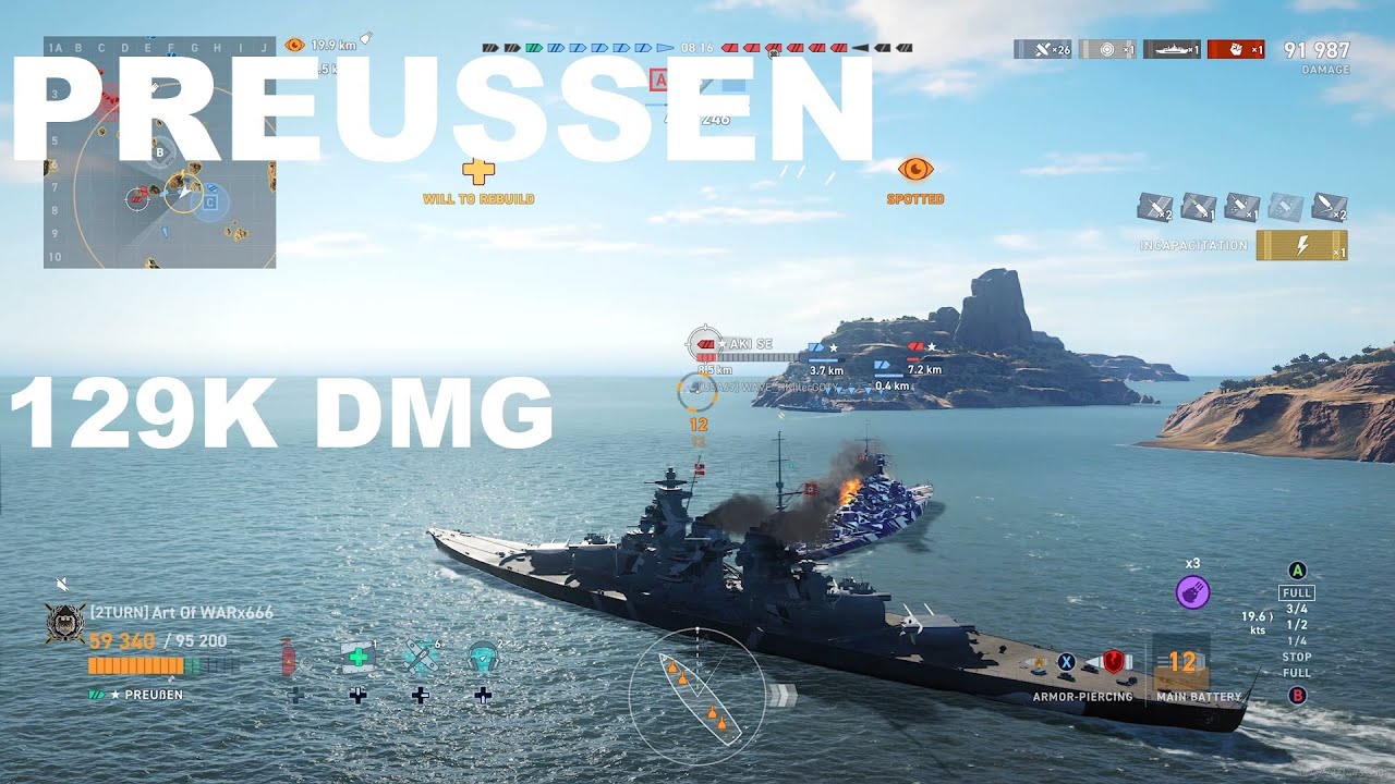 Preussen 129K Damage | World of Warships Legend