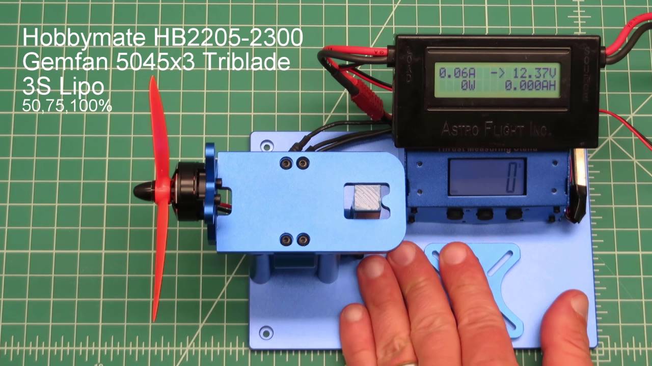 Thrust Stand:  Hobbymate HB2205 motor vs. EMax MT2204 motor