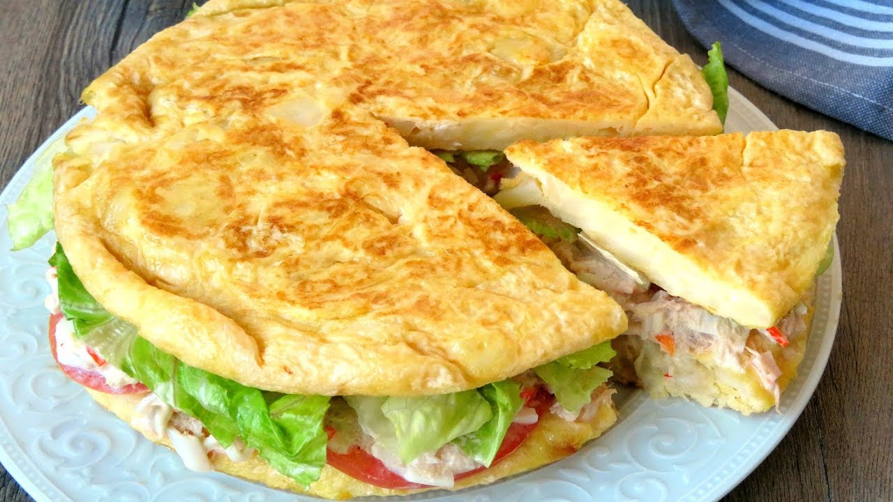 Tortilla de patatas rellena (súper fácil)