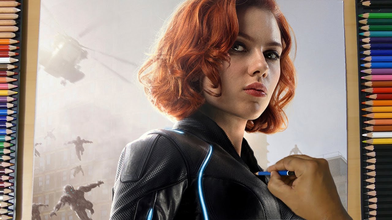 COMO DIBUJAR A VIUDA NEGRA THE AVENGERS ENDGAME A COLOR I  DRAW BLACK WIDOW FROM AVENGERS ENDGAME