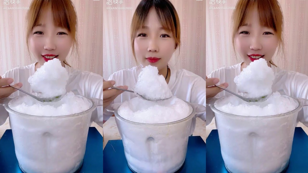 ASMR WHITE ICE BLEND BY QIANI #asmr #asmreating #ice #iceeating #kwai #crunchyasmr #whiteice