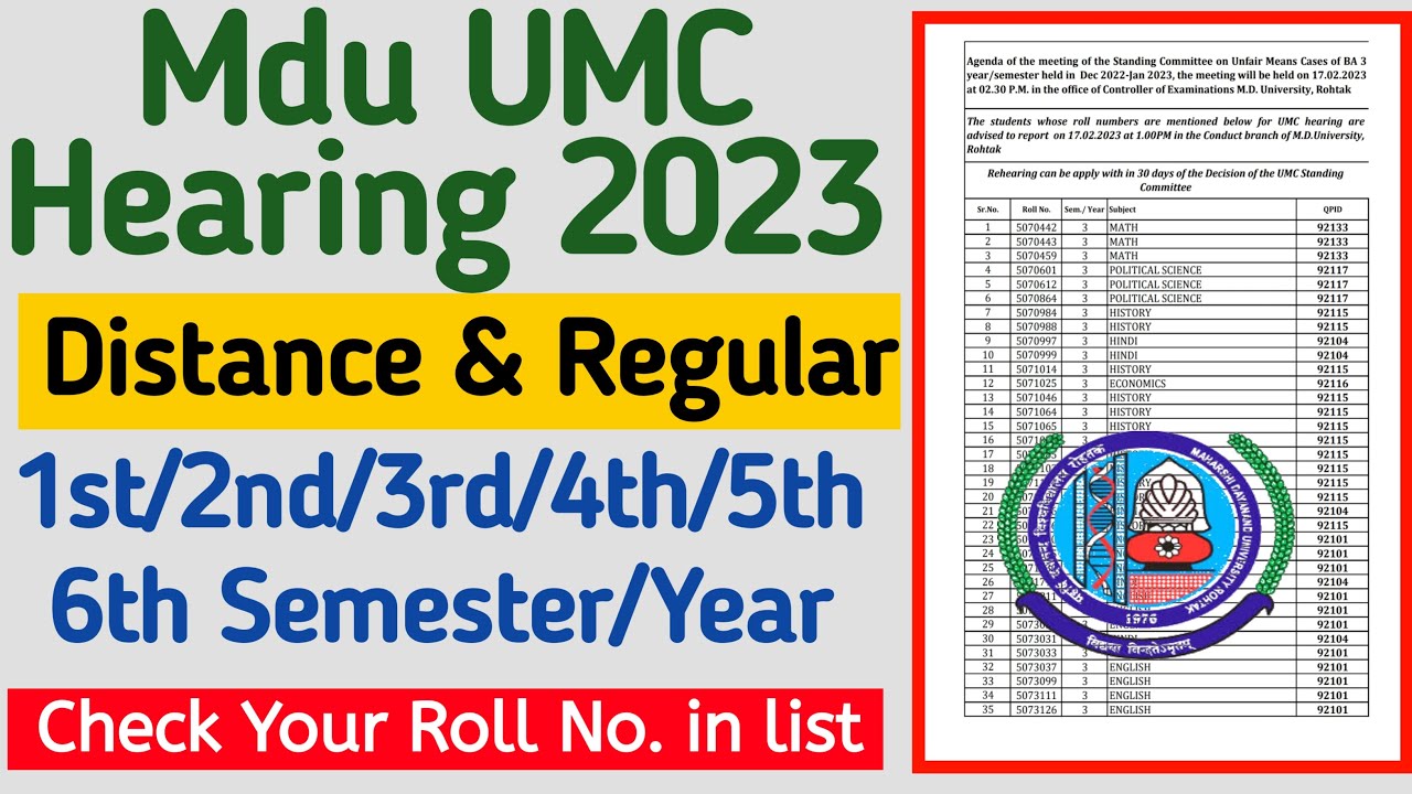 Mdu Ba Distance umc Hearing 2023 | mdu ba regular umc hearing 2023 | Mdu dde umc | Mdu cdoe umc 2023