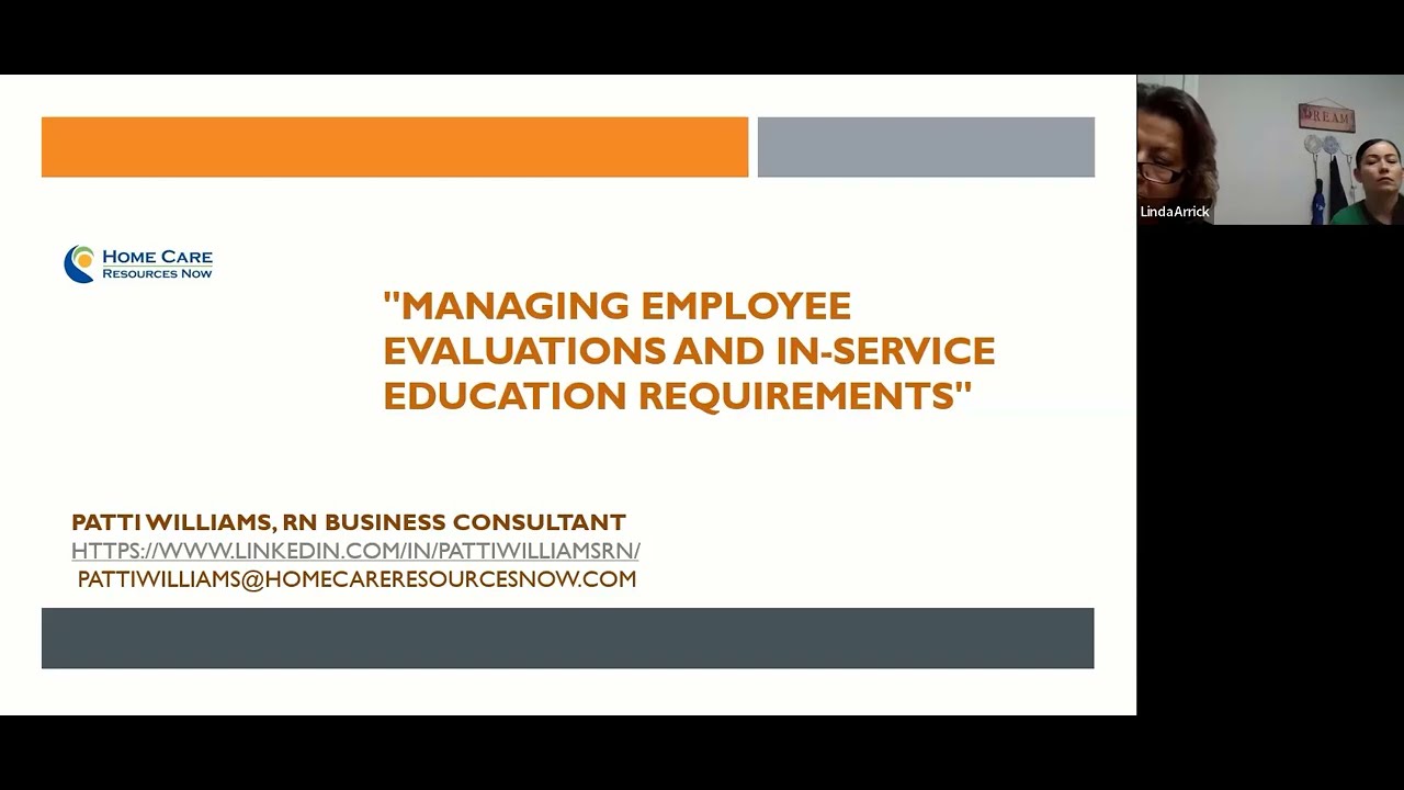 How often should a home care agency perform employee evaluations and in-service education?