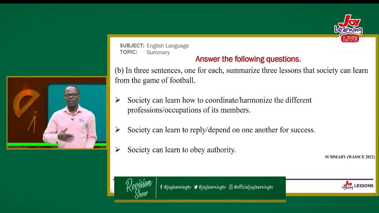 SHS Revision Show - ENGLISH LANGUAGE SUMMARY- (29- 05 - 23)