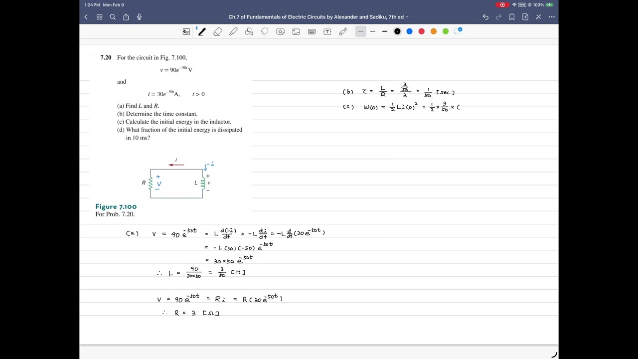Problem 7.20, Fundamentals of Electric Circuits, 7th ed, by Charles Alexander, Matthew Sadiku