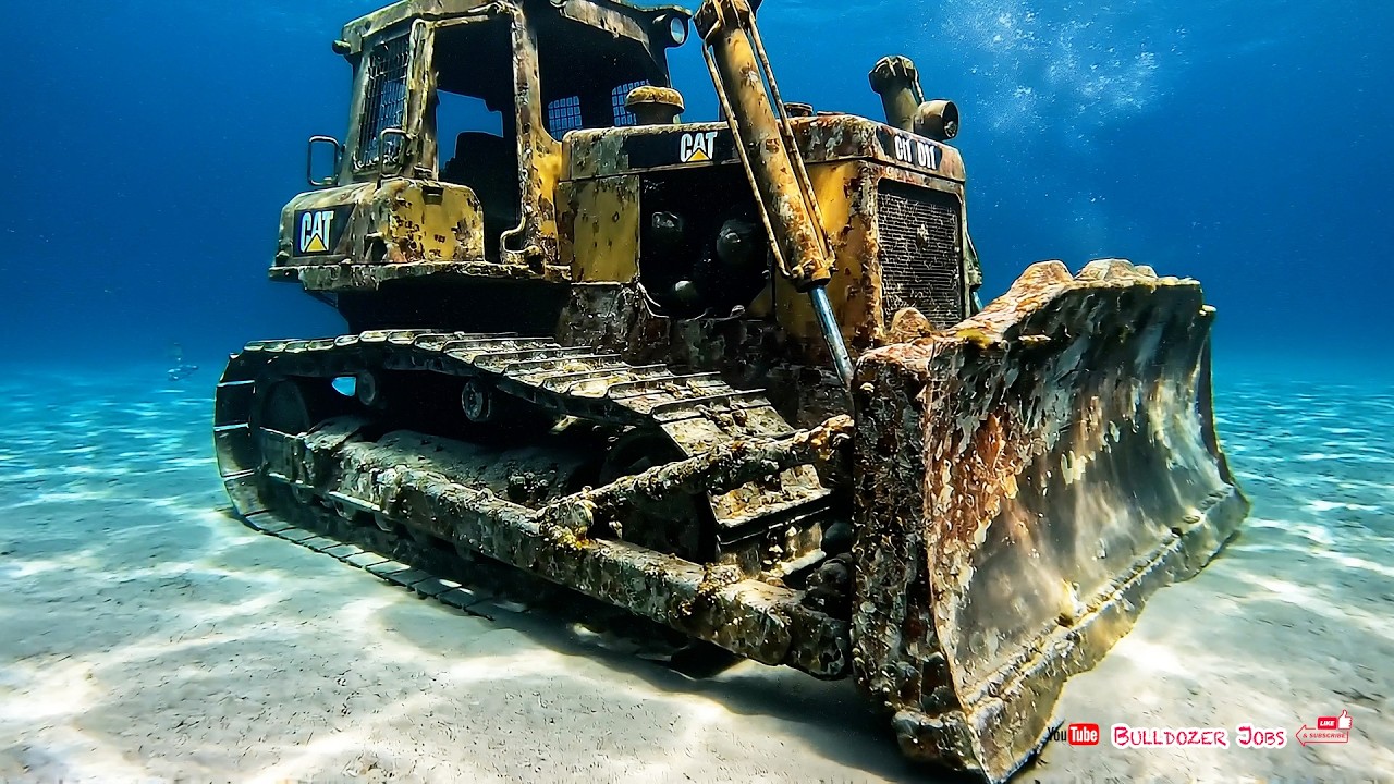 Abandoned Caterpillar Bulldozer on the Deep Blue Ocean, Salvaging & Reviving Completely Restoration