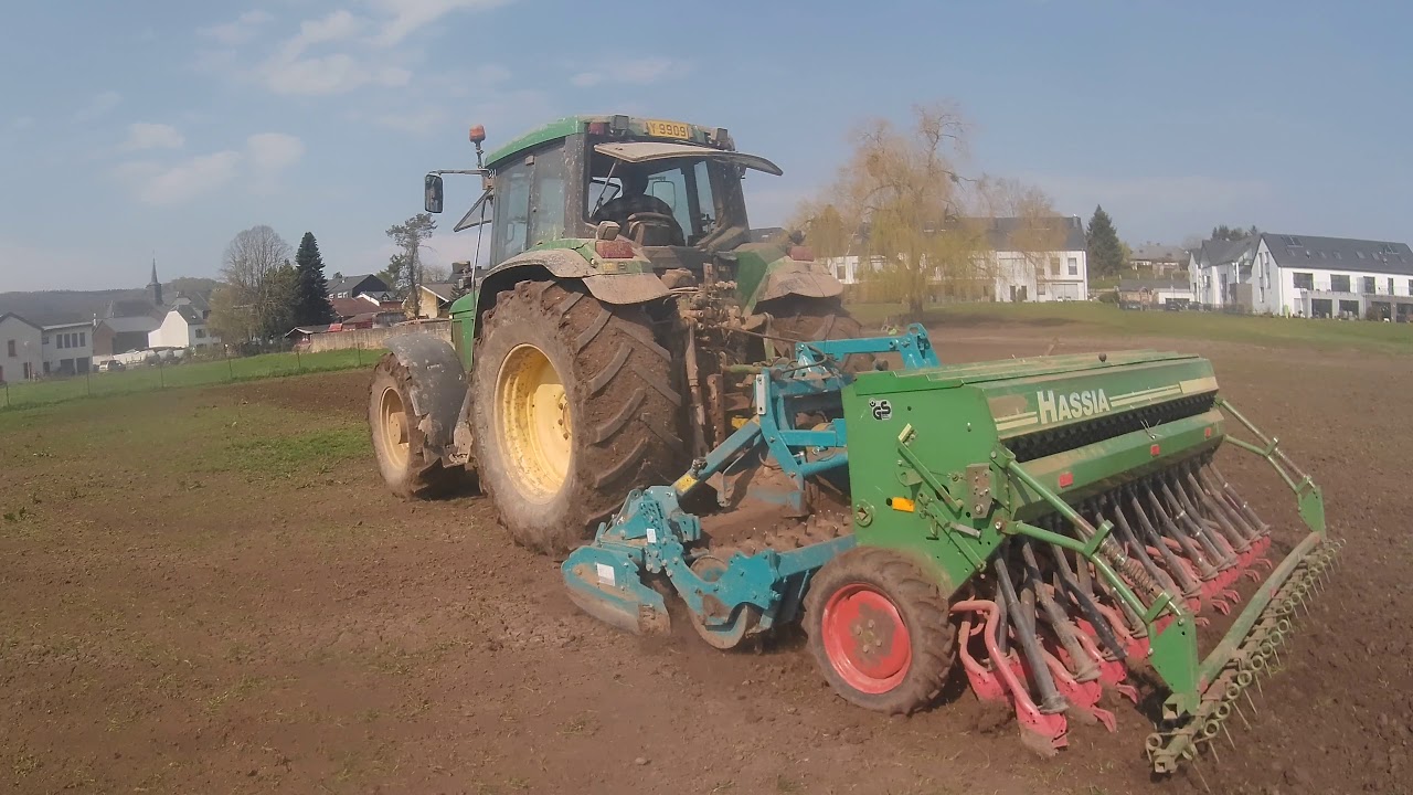 Gras S&auml;en mit John Deere 6910, Sulky Cultiline 3000.19 und Hassia DKL 300 in Luxemburg