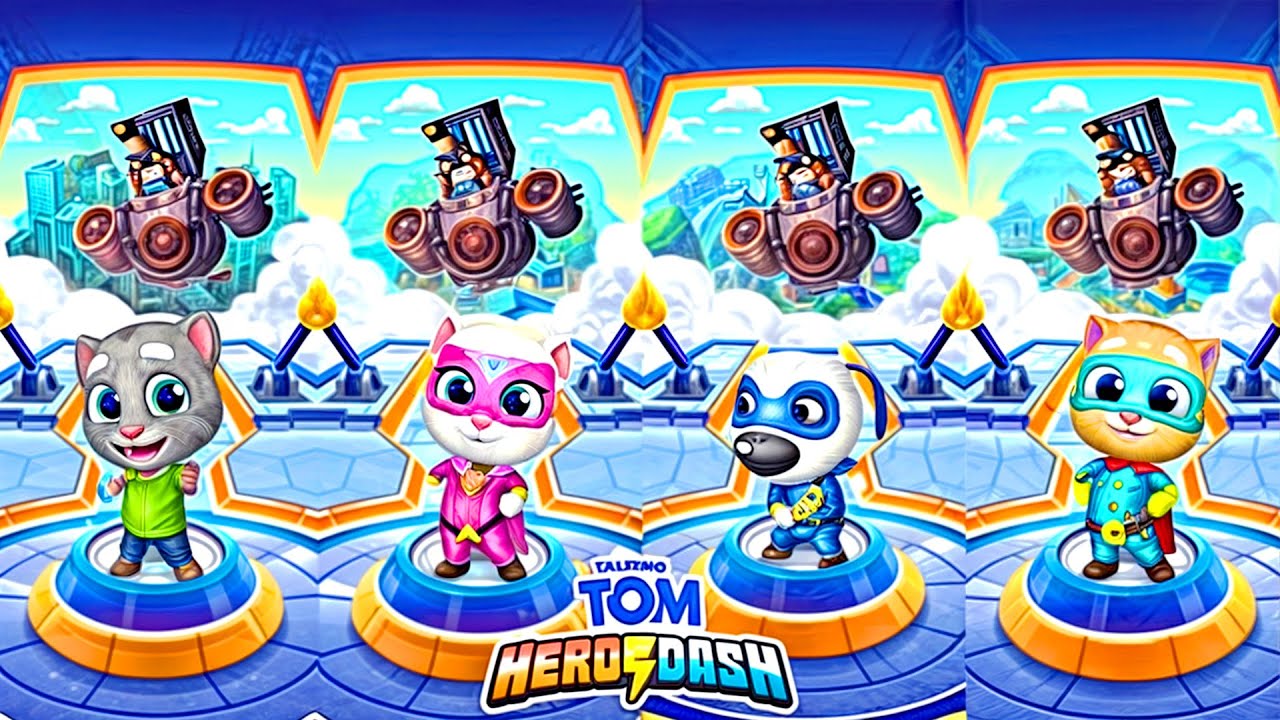 PLAY GAME! THREE 🎮🏃💨Talking Tom Hero Dash - All Super Hero Fight The Evil Enemy| Gameplay Androi/iOS