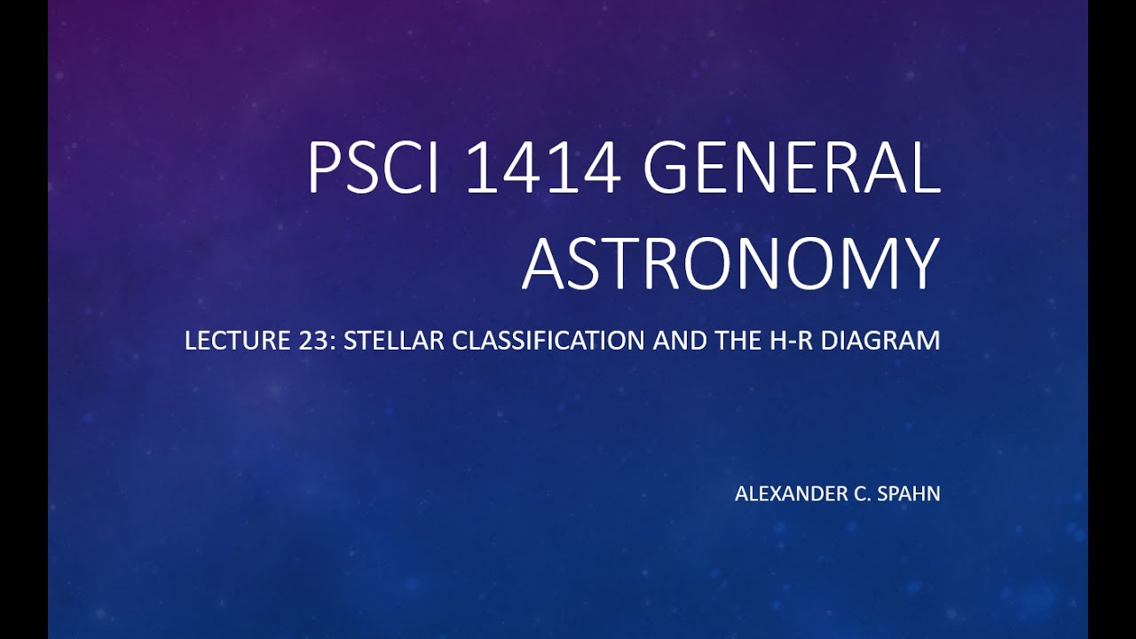 General Astronomy: Lecture 23 - Stellar Classification and the H-R Diagram