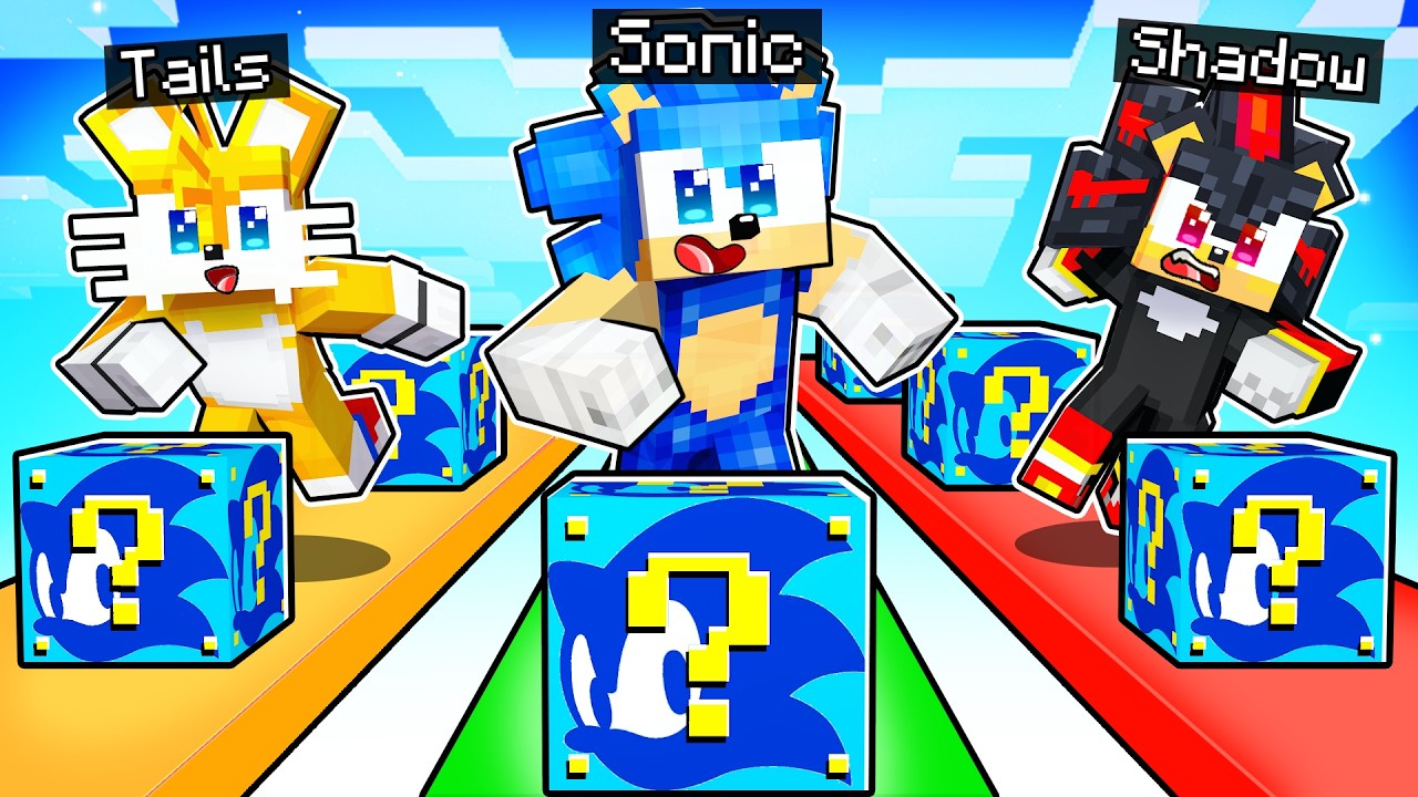 Carrera de LUCKY BLOCKS de SONIC en Minecraft! 😱💥