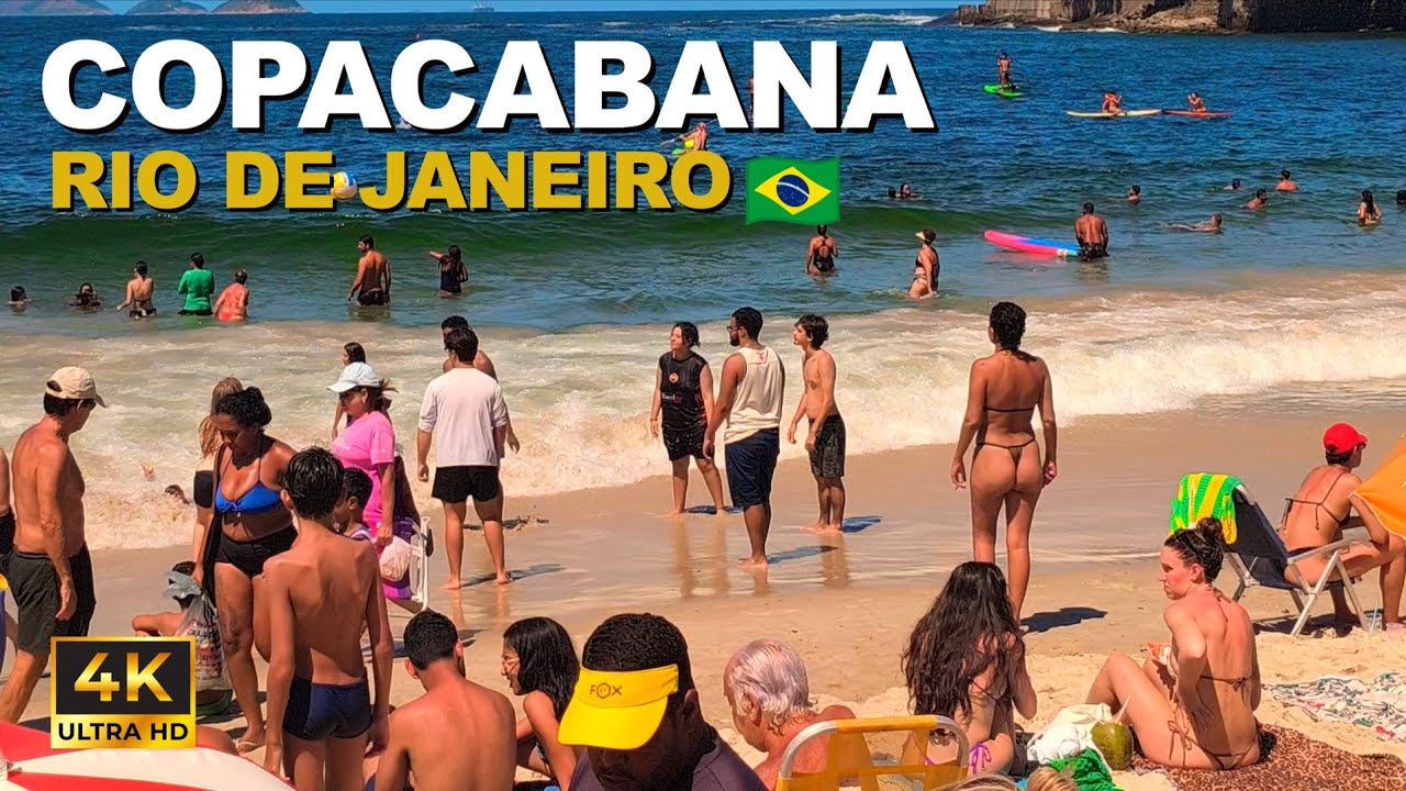 Copacabana Beach Walk on a Perfect Sunday ☀️🇧🇷 | Brazil Vacation Vibes | 4K Walking Tour