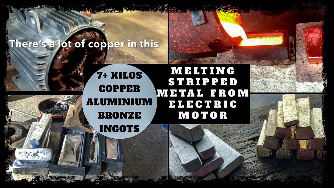 42KG Huge Motor Meltdown into Bulk Ingots Copper & Aluminium Melting