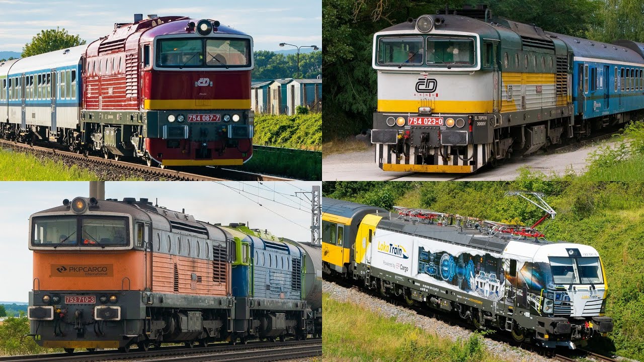 13 przelotów w południowo-wschodnich Czechach - 9 różnych Nurków i Vectron 193 591 z poc. RegioJet