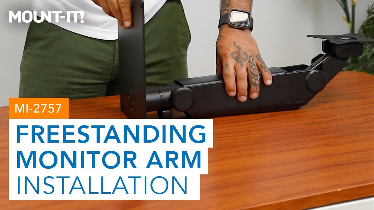 Freestanding Monitor Arm With Height Adjustment  |  MI-2757 (Installation)