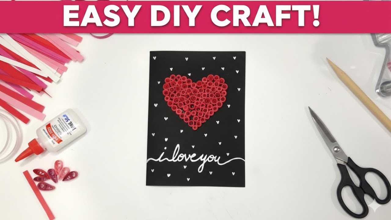 Easy DIY Heart Card ❤️ | Beautiful Paper Quilling Craft | Handmade Love Card