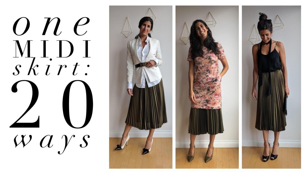 One Pleated Midi Skirt: 20 Ways! | How to Wear a Pleated Midi Skirt | Slow Fashion