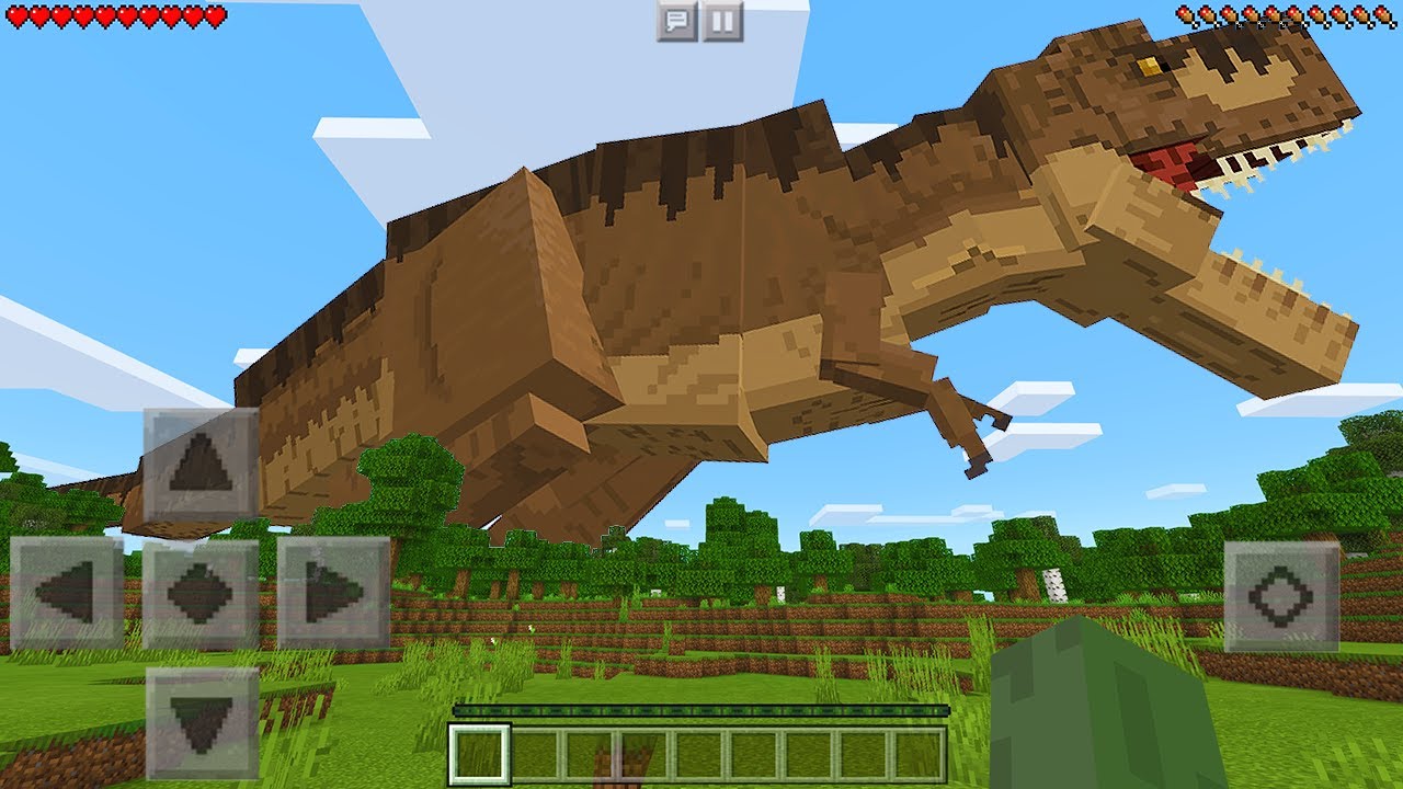 I Found DINOSAURS in Minecraft Pocket Edition... (Jurassic World Rebirth Addon)