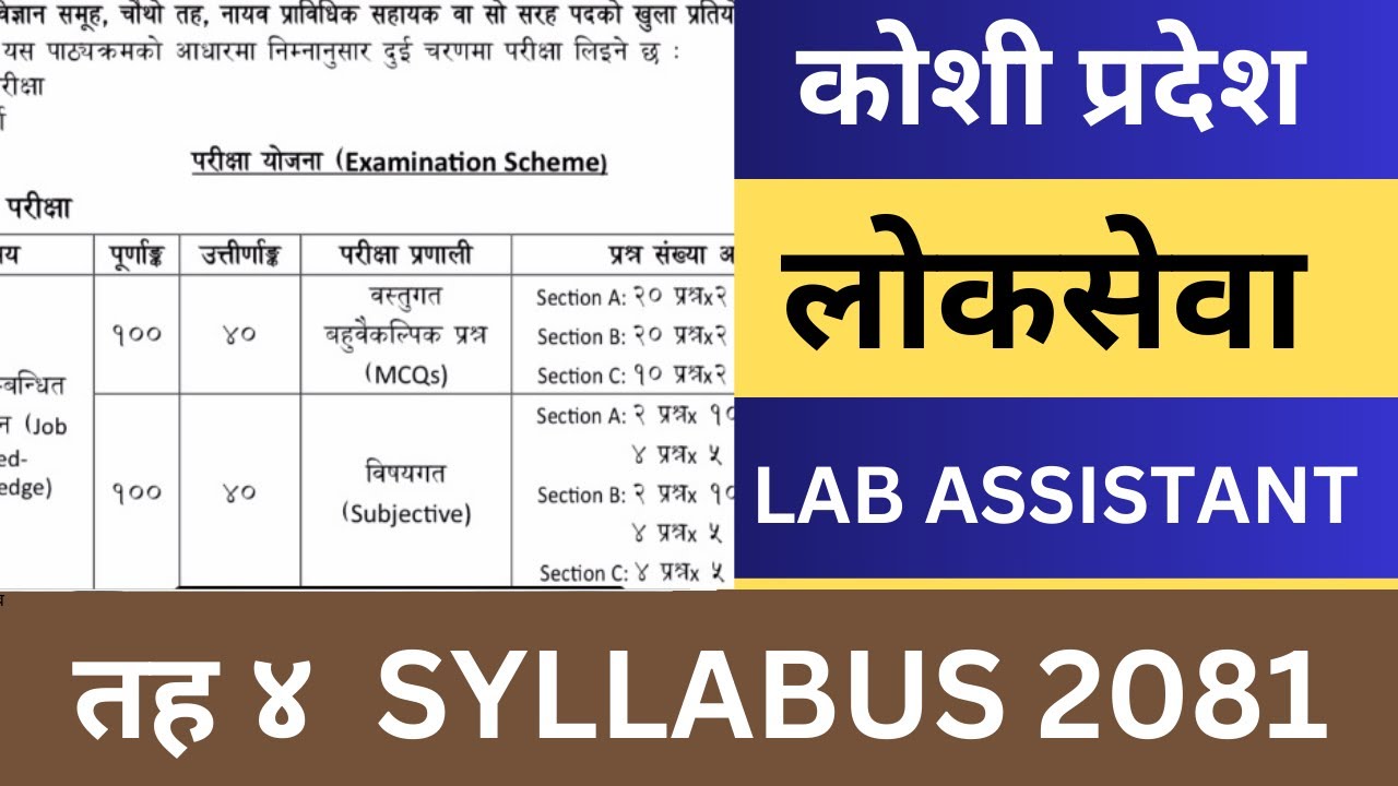 Koshi Pradesh Loksewa Lab Assistant Exam Syllabus Koshi Loksewa Lab Assistant Level 4 Exam Syllabus