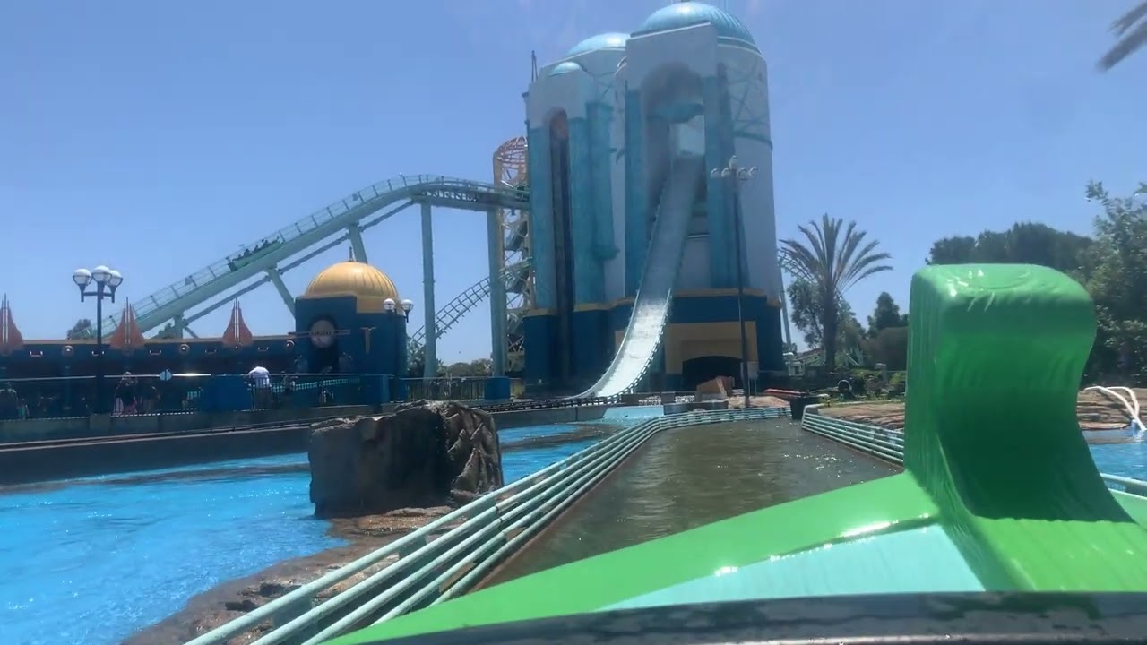 Journey to Atlantis on ride POV SeaWorld San Diego in 4k