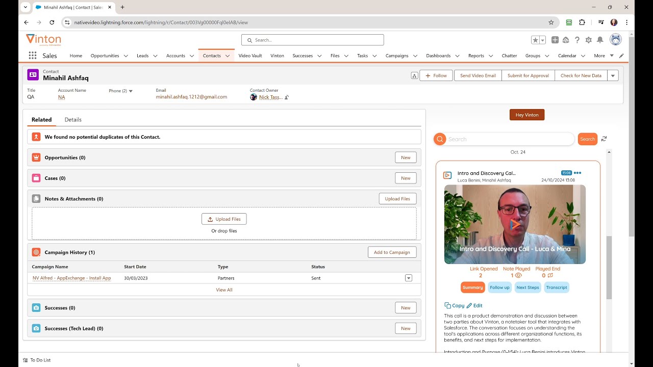 End-to-end Vinton AI Notetaker and Meeting Intelligence Demo