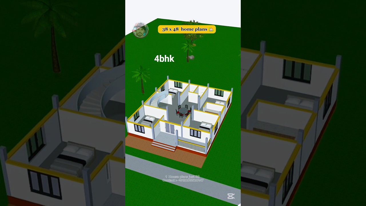 38 by 48 house plans 🏡 4bhk house plans 🏡 #erarman #houseplan