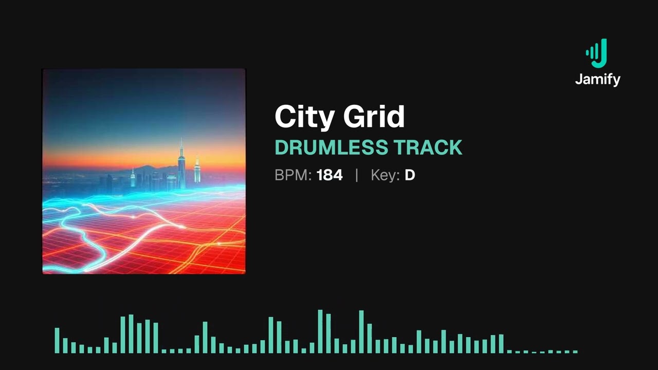 City Grid - Energic / Punchy Indie Rock Drumless Track in D
