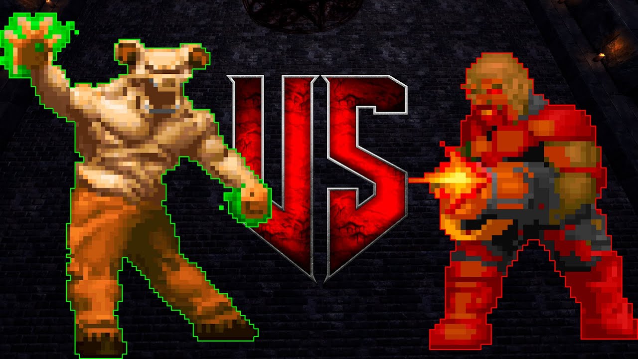 Hell Knight vs Chaingunner - BRUTAL DOOM Monster Infighting - Full HD NPC BOSS Battles