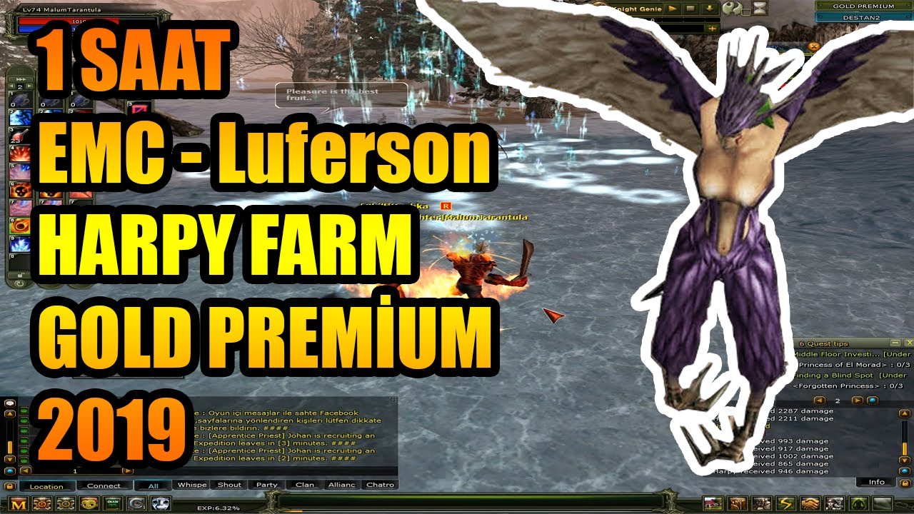Knight Online 1 Saat Harpy (EMC - Luferson) Farm 2019 G&uuml;ncel Droplar (Gold Premium)
