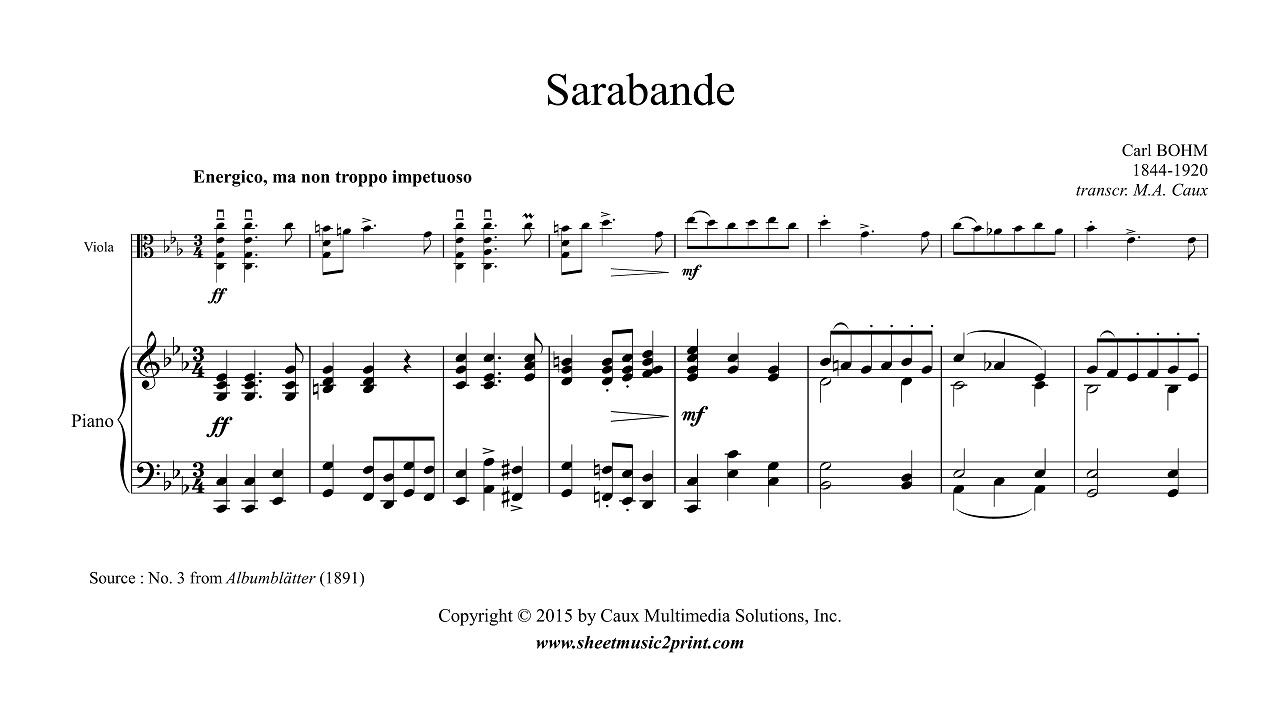 Bohm : Sarabande in C minor - Viola