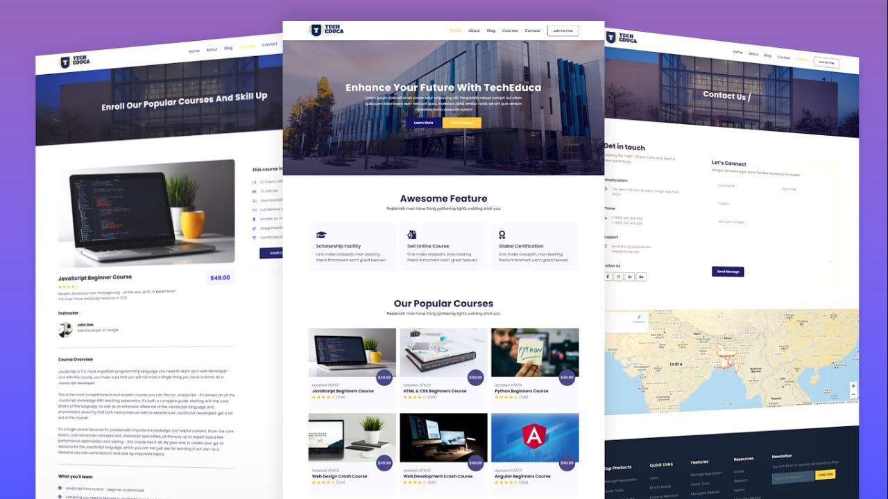 Build Responsive Multipage Education/School Websites With HTML CSS JavaScript | Full Responsive Site