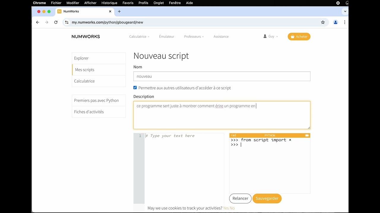 [numworks] Envoyer un programme en Python de l'ordinateur avec la calculatrice