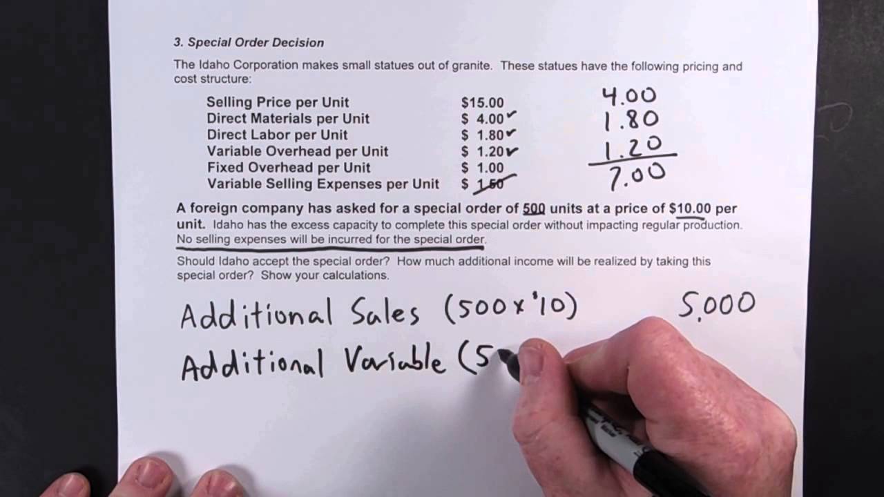 Managerial Accounting - Special Order Decisions