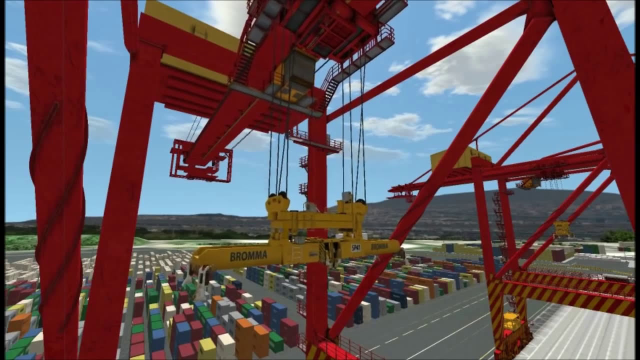 STS Crane Simulator with Straddle Carriers