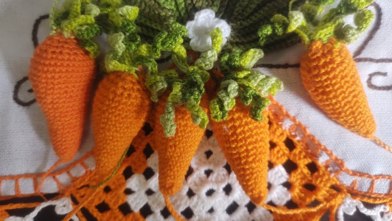 #2/25 RHA  PARTE 1 🥕🌿CENOURA EM CROCHÊ  PARA APLICAÇÃO EM PANO DE COPA.  FÁCIL RÁPIDO E ECONÔMICO 🥕