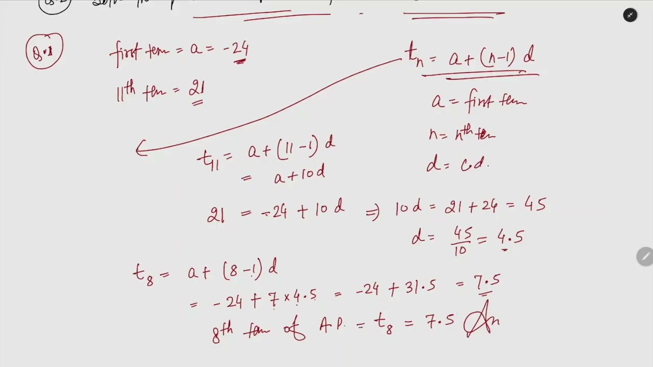 Find the 8th term of an AP whose first term is -24 and 11th term is 21 |Solve the quadratic equation