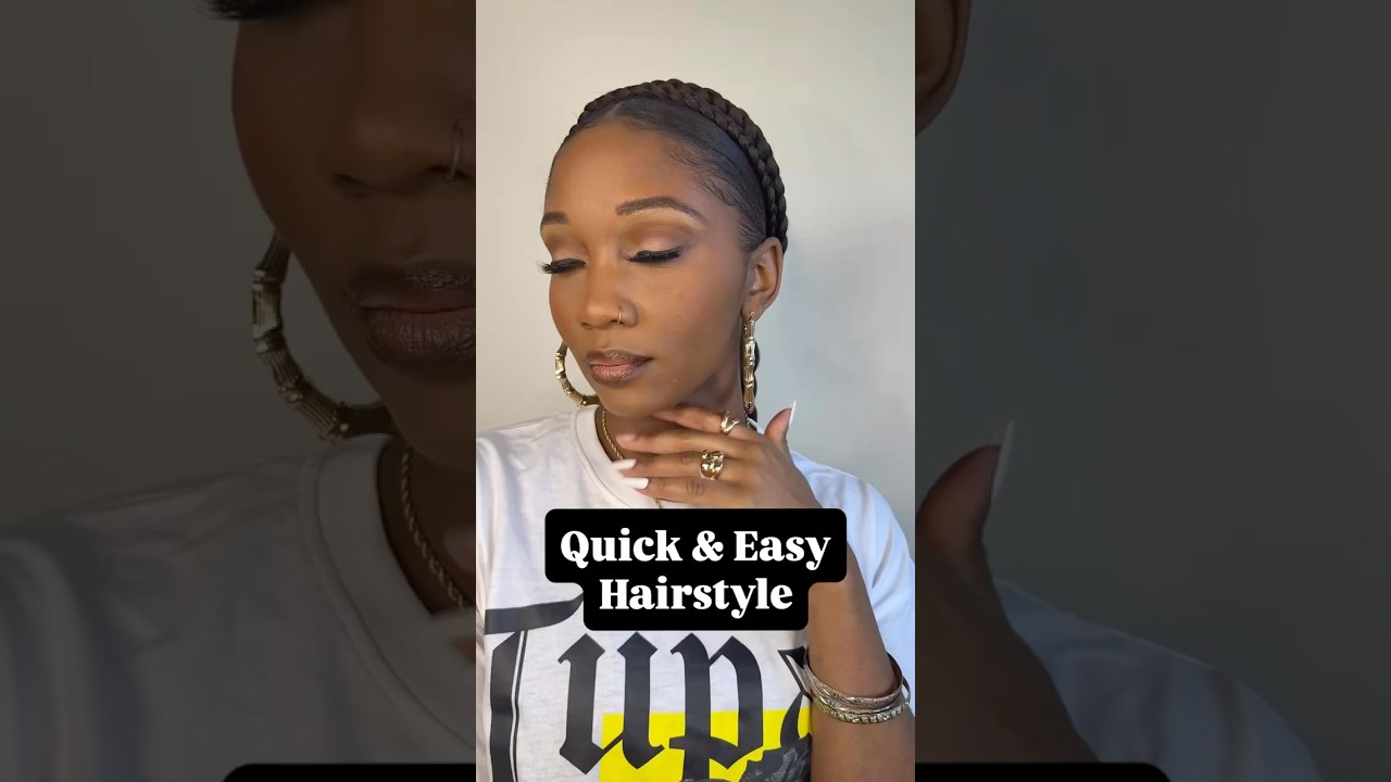 Quick & Easy Hairstyle! Braided ponytail with *cheat* halo braids  