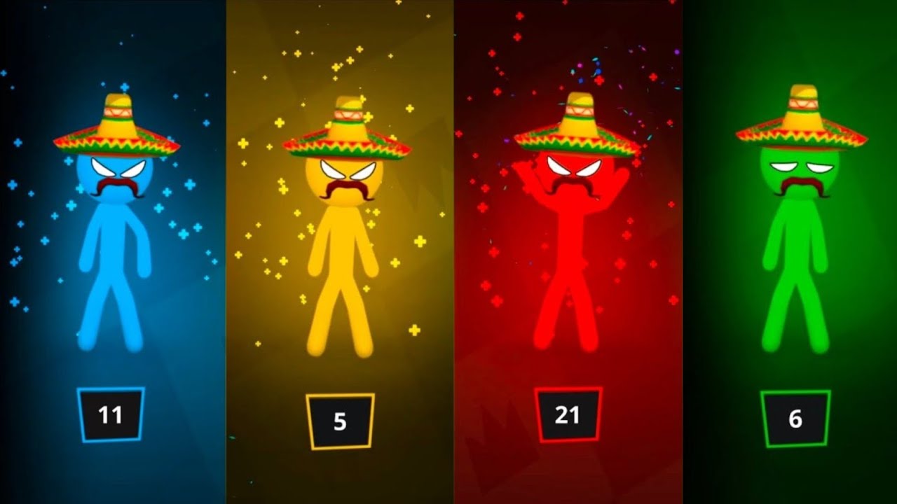 Stickman Party - Турнирный режим, случайный выбор 1-4 игроков | Прохождение игры, обновление мини...