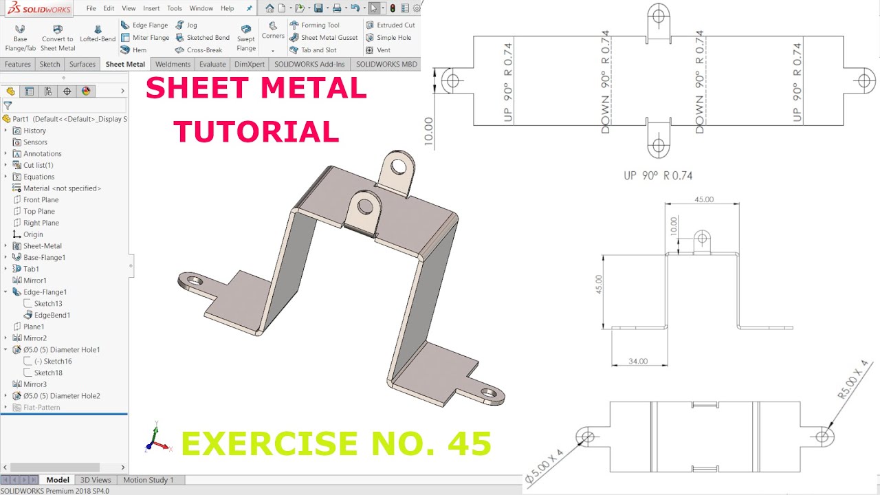 STEEL BRACKET : SOLIDWORKS SHEET METAL TUTORIAL