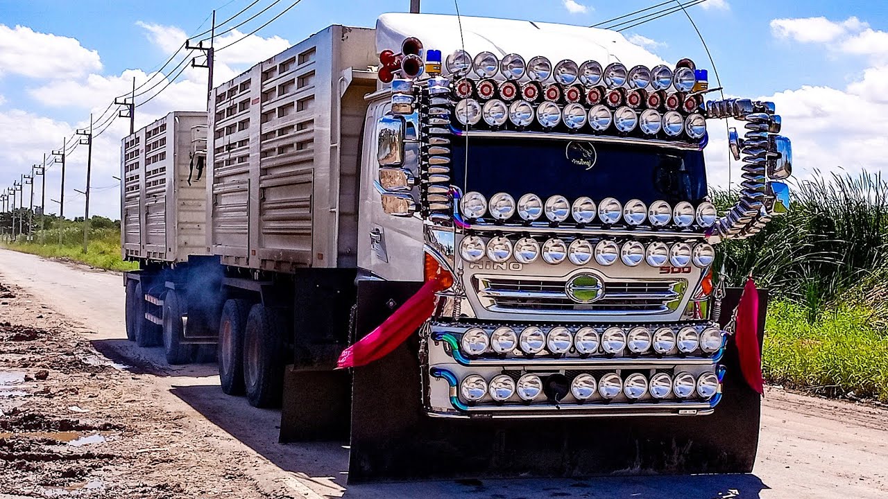 Hino344 เกาะเรียนไชย ชุดไฟหน้าจัดเต็ม กะบะแม่-ลูกสูงมากๆ
