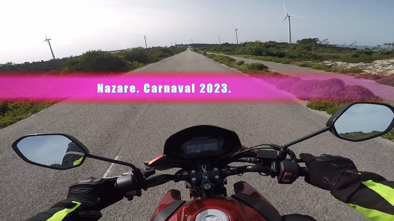 Riding Honda CBF125. Carnaval 2023. Nazare. Portugal.