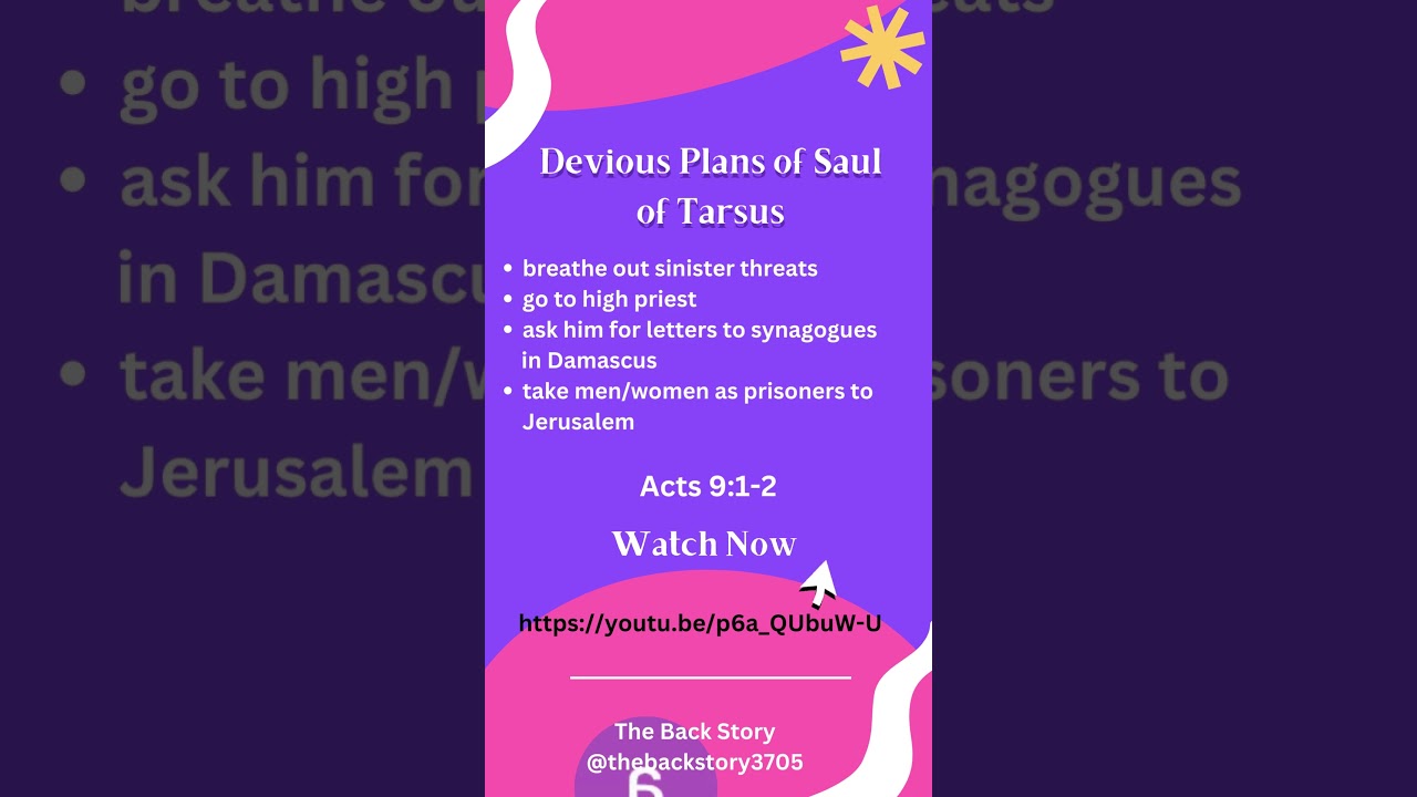 Sunday School Lesson - Devious Plans of Saul of Tarsus - #Paul