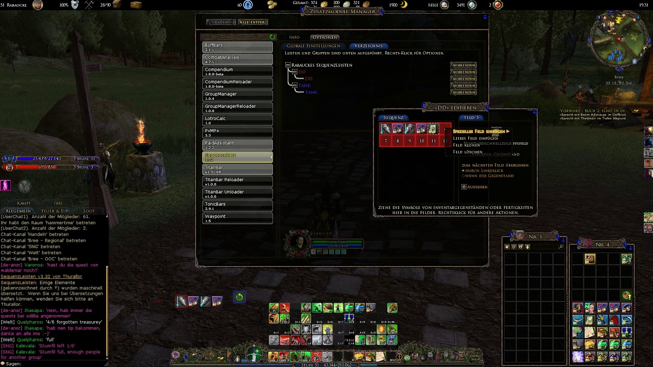 LOTRO Lord of the Rings HdRO Herr der RInge Sequence Bars einstellen / konfigurieren
