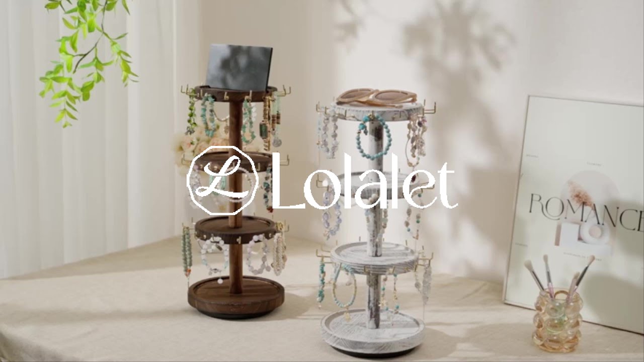 4 Tier Wooden Rotating Bracelet Display Stand 💍 More Jewelry, Less Mess! #lolalet #jewelrystan