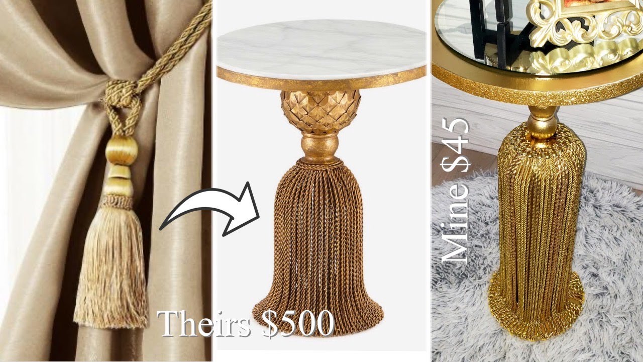 TASSEL SIDE TABLE! FAKING HIGH END ROOM DECOR ON A BUDGET!