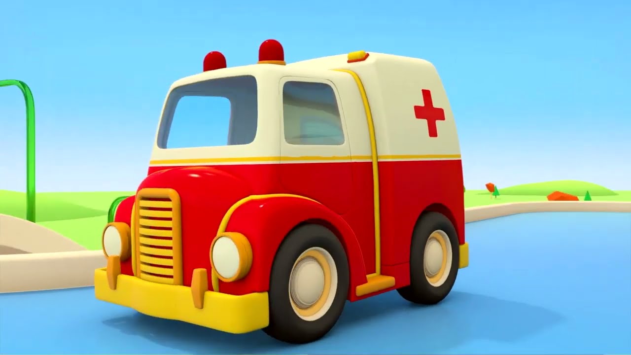 Auttaja-autot: jäätelöauto, ambulanssi, bussi ja paloauto