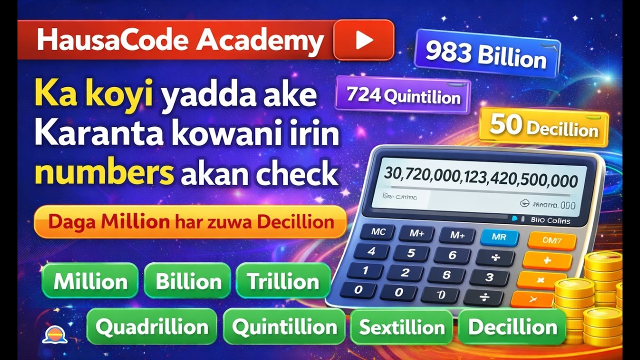 Yadda Ake Karanta Manyan Numbers | Daga Million Har Zuwa Decillion