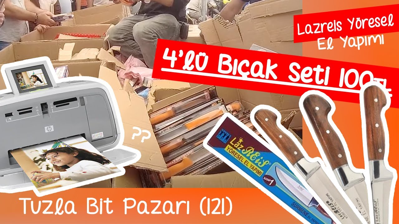 Bol Alışverişli Tuzla #bitpazarı 100 TL'ye El Yapımı Bıçak Seti #vlog #comedy #travel   (121)