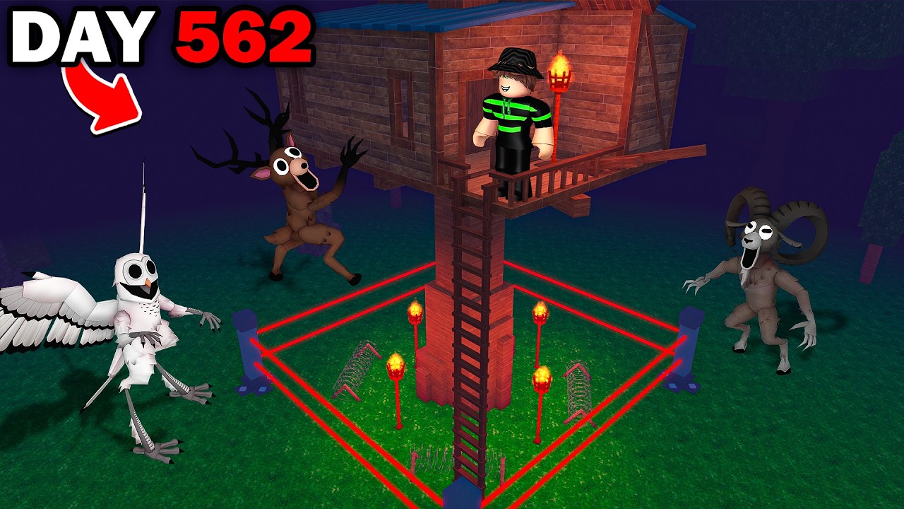 I Survived 2000 Days In The SAFEST TREE HOUSE BASE In 99 Night In The Forest!