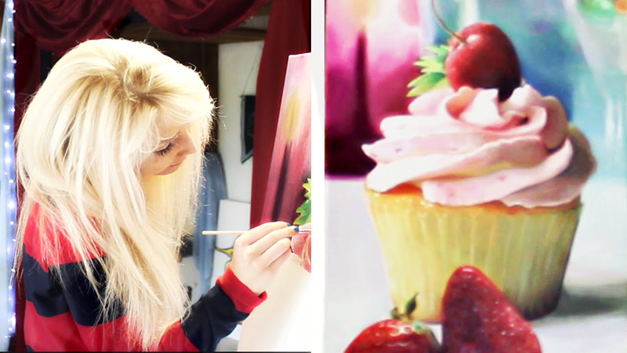Girl Paints REALISTIC CUPCAKE