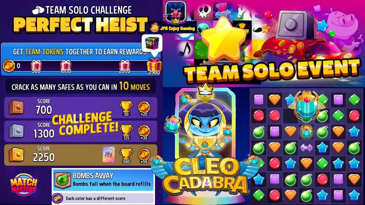 TEAM Bombs Away+Rainbow Solo Challenge Perfect Heist /2250 Score/Match Masters